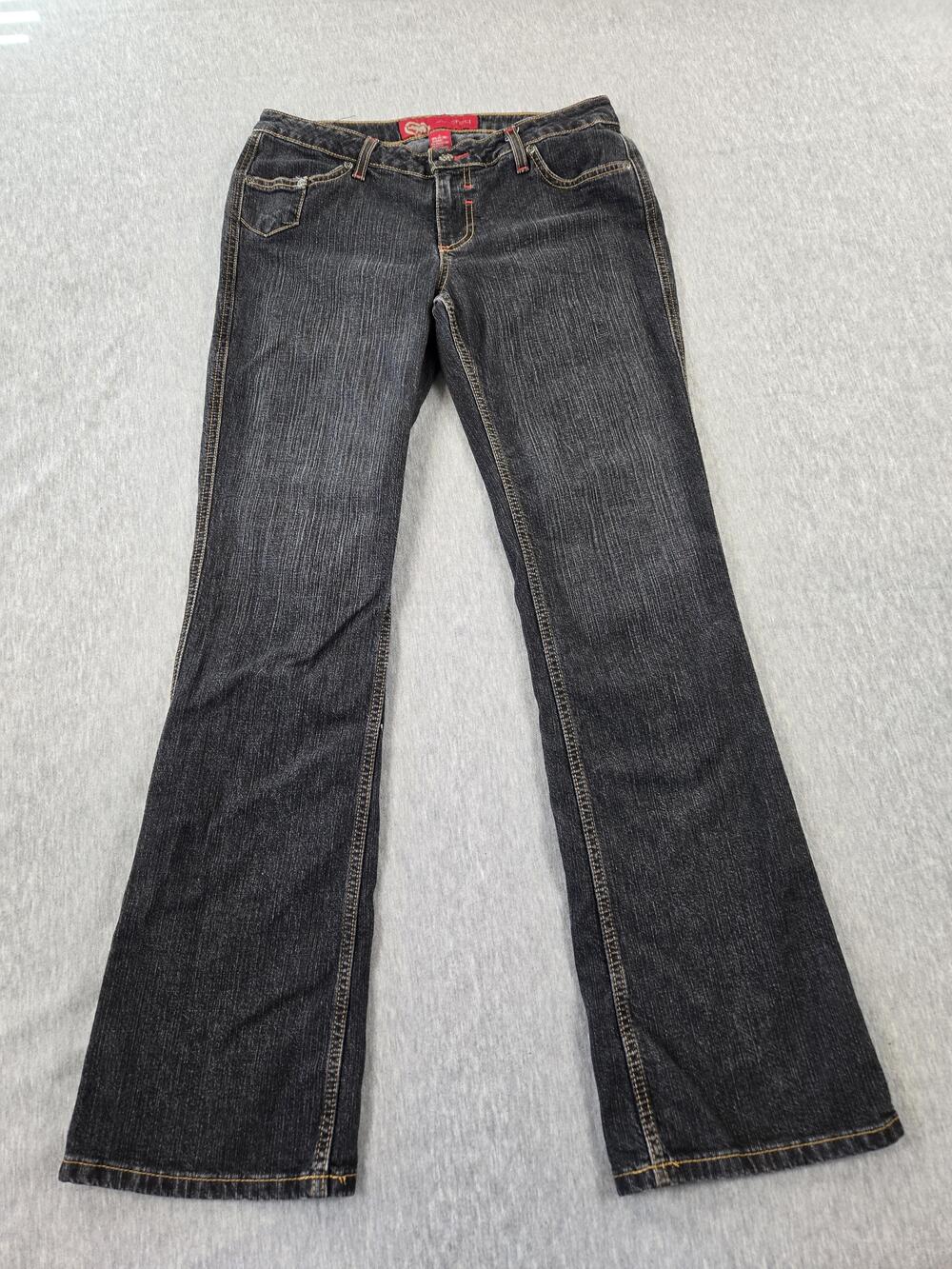 Ecko Red Jeans Womens 9 Black Bootcut Mid Rise Denim Contrast Stitch Y2k Style